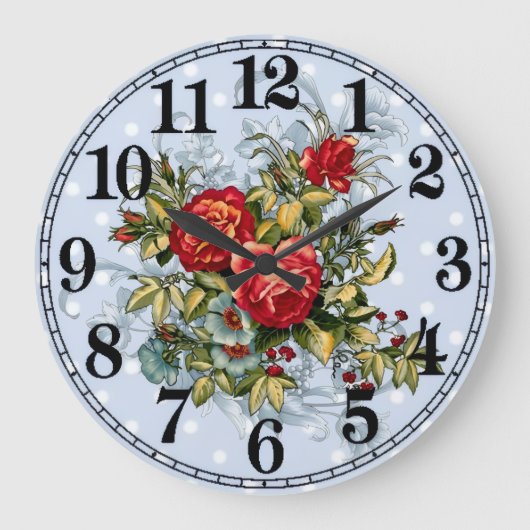 Floral Elegance 10.75" Round Acrylic Wall Clock Große Wanduhr (Vorderseite)