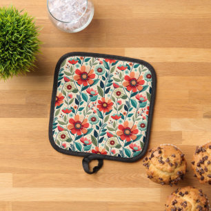 Floral Elegance AI Pot Holder für moderne Küchen Topflappen