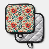 Floral Elegance AI Pot Holder für moderne Küchen Topflappen (Vorderseite/Rückseite)
