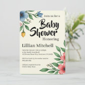 Floral Elegance Baby Shower Invite Einladung (Stehend Vorderseite)