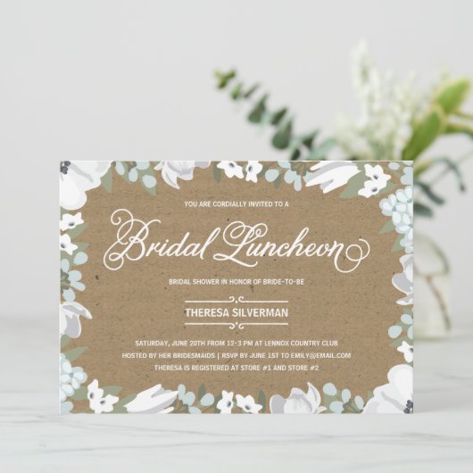 Floral Elegance | Brautparty Luncheon Einladung (Stehend Vorderseite)