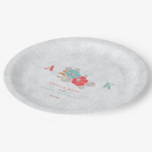 "Floral Elegance" Collection  Pappteller (Schrägansicht)