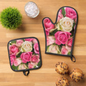 Floral Elegance – Cute Flower  Ofenhandschuh & Topflappen-Set (Oben Unten)