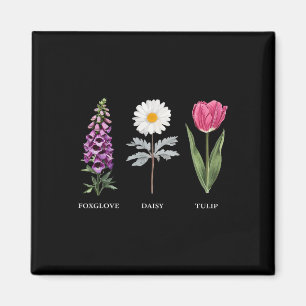 Floral Elegance Foxglove Daisy Tulip Design Magnet