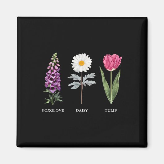 Floral Elegance Foxglove Daisy Tulip Design Magnet (Vorne)