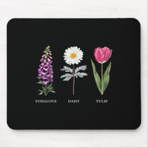 Floral Elegance Foxglove Daisy Tulip Design Mousepad