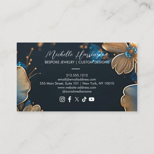 Floral Elegance Luxe Jewelry Designer, Artisan Visitenkarte (Rückseite)