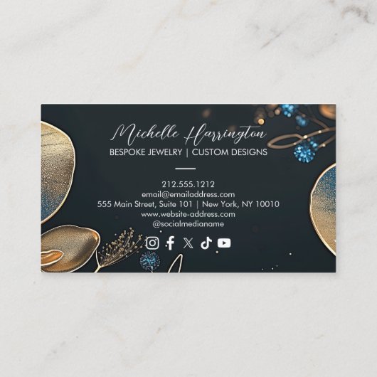 Floral Elegance Luxe Jewelry Designer Visitenkarte (Rückseite)