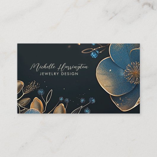 Floral Elegance Luxe Jewelry Designer Visitenkarte (Vorderseite)