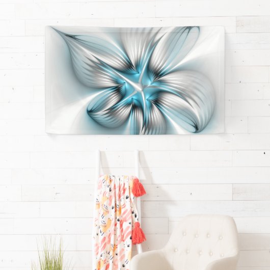 Floral Elegance Modern Abstract Blue Fractal Art Banner (Insitu)
