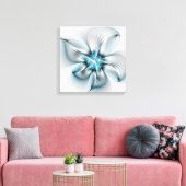 Floral Elegance Modern Abstract Blue Fractal Art Leinwanddruck (Insitu (Wohnzimmer))