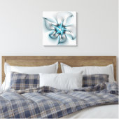 Floral Elegance Modern Abstract Blue Fractal Art Leinwanddruck (Insitu (Schlafzimmer))