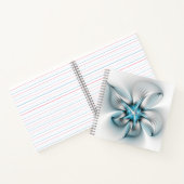 Floral Elegance Modern Abstract Blue Fractal Art Notizblock (Innenseite)