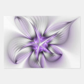 Floral Elegance Modern Abstract Violet Fractal Art Geschenkpapier Set (Vorderseite)