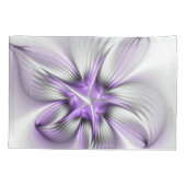 Floral Elegance Modern Abstract Violet Fractal Art Kissenbezug (Rückseite)