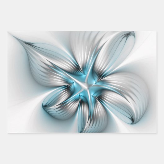 Floral Elegance Moderne Abstrakte 3D-Fraktal-Blume Geschenkpapier Set (Vorderseite 3)