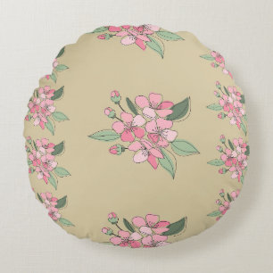 Floral Elegance Muster Rundes Kissen