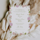 Floral Elegance Pink Green Frame Wedding Einladung