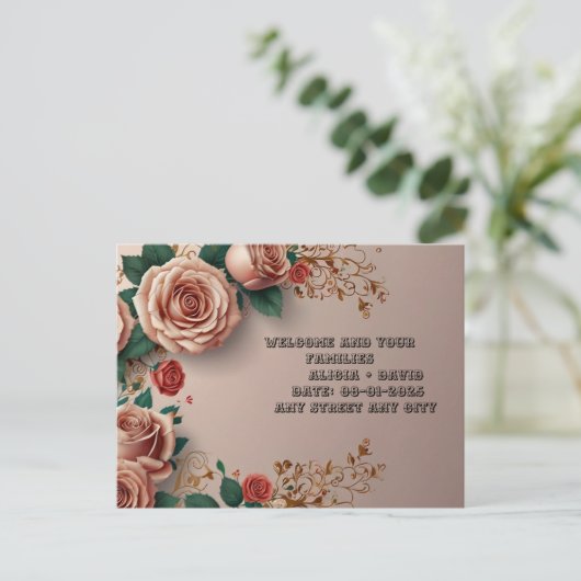 Floral Elegance Postkarte (Stehend Vorderseite)