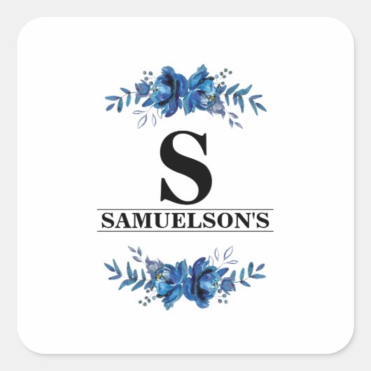 Floral Elegance Quadratischer Aufkleber (Vorderseite)