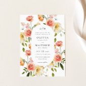 Floral Elegance Rosa Korallen Hochzeit Einladung