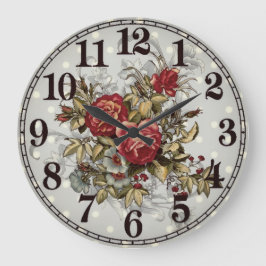 Floral Elegance Round Acrylic Wall Clock Große Wanduhr