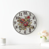 Floral Elegance Round Acrylic Wall Clock Große Wanduhr (Zuhause)