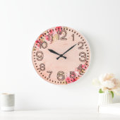 Floral Elegance Round Acrylic Wall Clock Große Wanduhr (Zuhause)