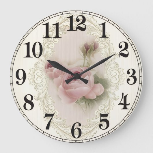 Floral Elegance Round Acrylic Wall Clock Große Wanduhr (Vorderseite)