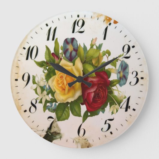 Floral Elegance Round Acrylic Wall Clock Große Wanduhr (Vorderseite)
