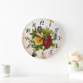 Floral Elegance Round Acrylic Wall Clock Große Wanduhr (Zuhause)