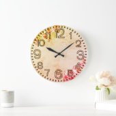 Floral Elegance Round Acrylic Wall Clock Große Wanduhr (Zuhause)