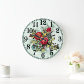 Floral Elegance Round Acrylic Wall Clock Große Wanduhr (Zuhause)