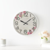 Floral Elegance Round Acrylic Wall Clock Große Wanduhr (Zuhause)