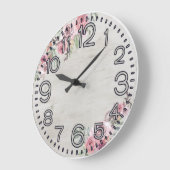 Floral Elegance Round Acrylic Wall Clock Große Wanduhr (Winkel)