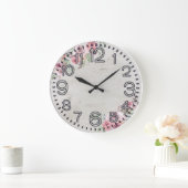 Floral Elegance Round Acrylic Wall Clock Große Wanduhr (Zuhause)