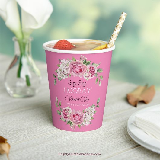 Floral Elegance Sip Wedding Paper Cup Pappbecher