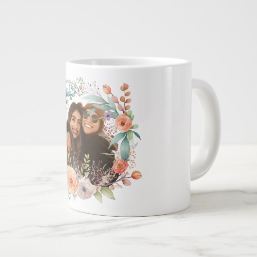 Floral Elegance Spring Wreath Foto Latte Jumbo-Tasse (Vorderseite Rechts)