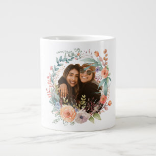 Floral Elegance Spring Wreath Foto Latte Jumbo-Tasse
