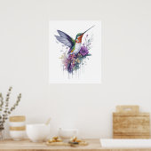 Floral Elegance - Wasserfarbe Hummingbird Poster (Küche)