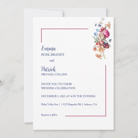 Floral Elegance Wedding Einladung (Vorderseite)