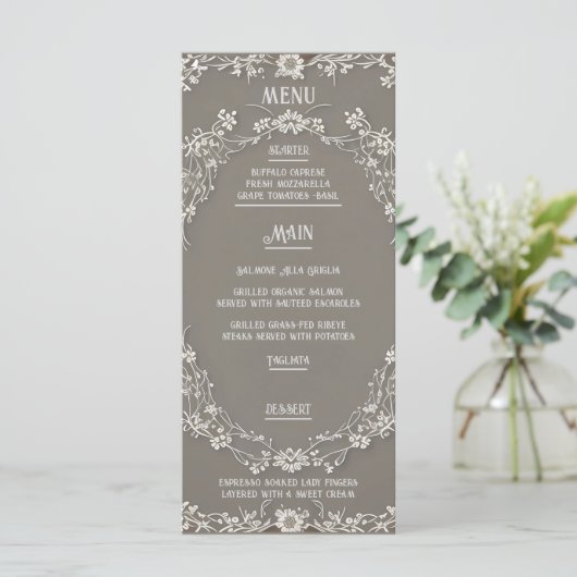 Floral Elegance Wedding Menu Menükarte (Stehend Vorderseite)