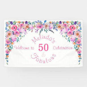 Floral Elegant 50 und fabelhaft Geburtstag Banner