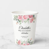 Floral elegant 90th birthday party  pappbecher (Rückseite)