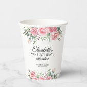 Floral elegant 90th birthday party  pappbecher (Vorderseite)