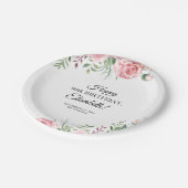 Floral elegant 90th birthday party  pappteller (Schrägansicht)