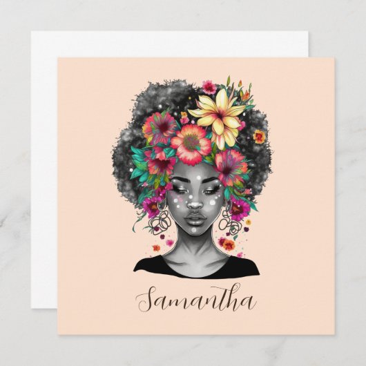 Floral Elegant Afro Frau (Vorne/Hinten)