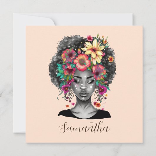 Floral Elegant Afro Frau (Vorderseite)
