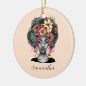 Floral Elegant Afro Frau Keramik Ornament (Links)