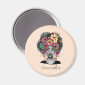 Floral Elegant Afro Frau Magnet (Vorderseite/Rückseite)
